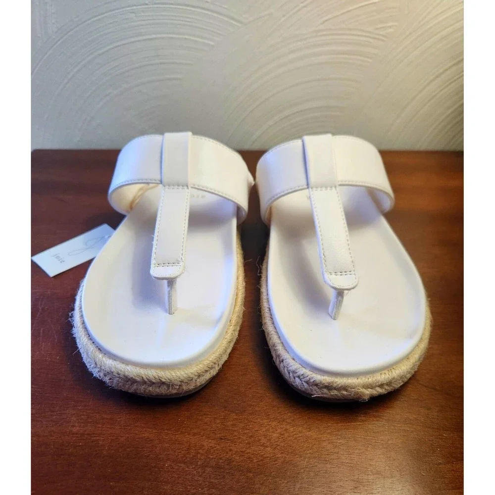 Joie Nacho  Sandal Women's Size 7.5 Thong Slide Espadrille White Vegan Casual - Picture 5 of 10